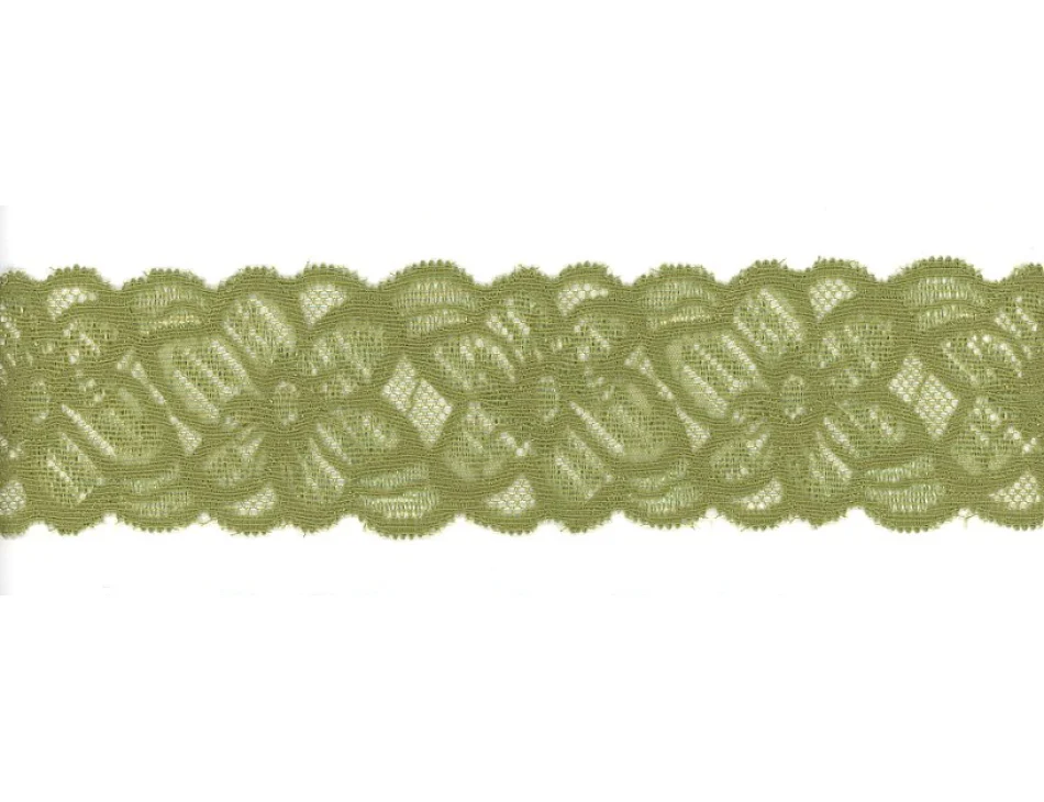 2" Floral Elastic Lace Basil