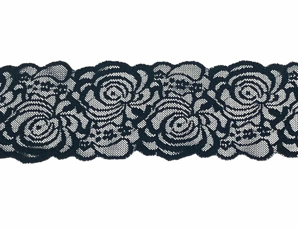 3 1/2" Elastic Lace Black