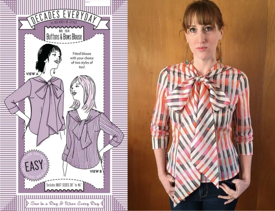 Decades Of Style Buttons and Bows Blouse #104 PDF