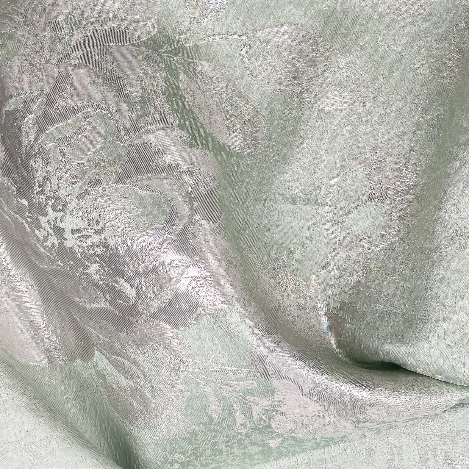 Mint/Silver Floral Jacquard