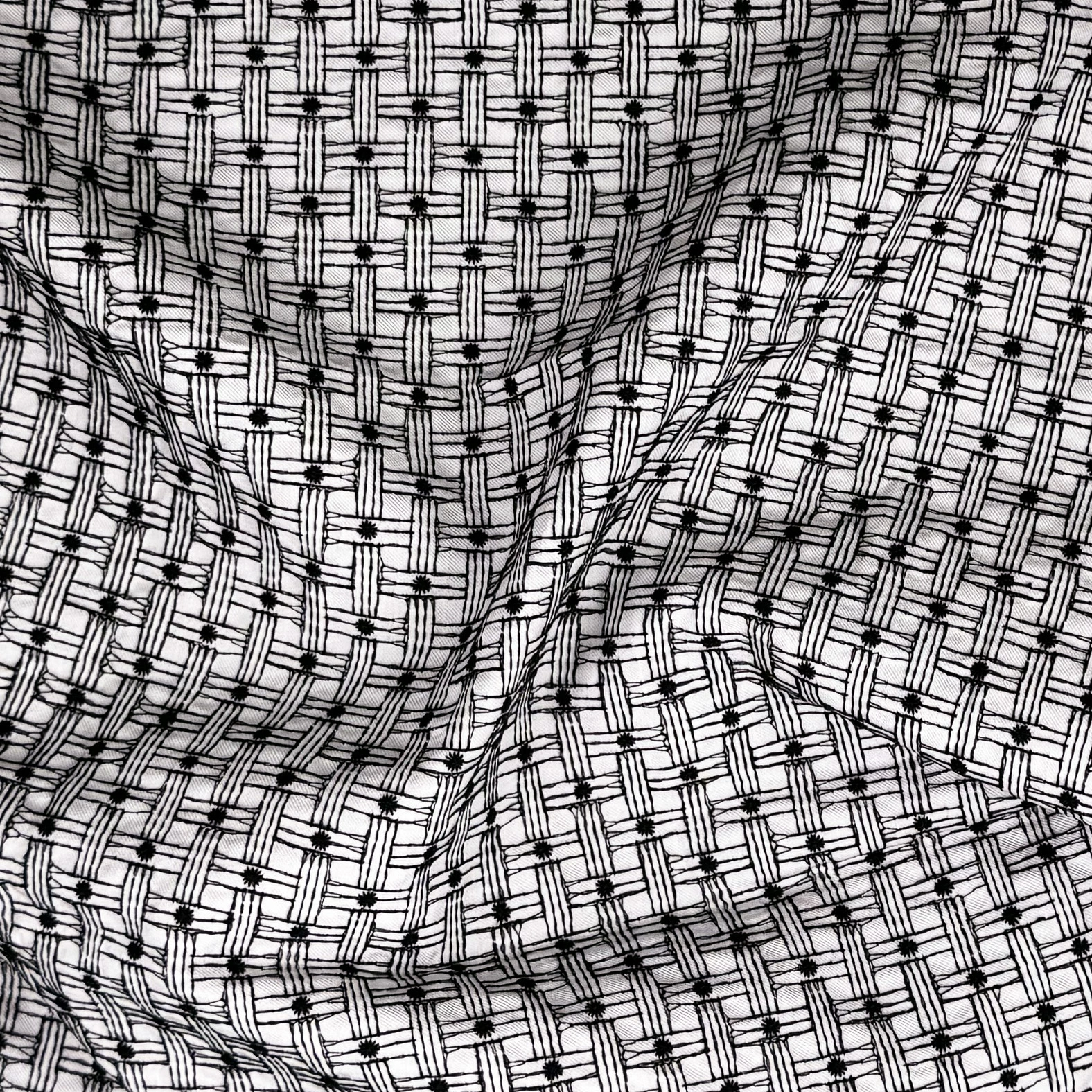 Black and White Novelty Embroidered
