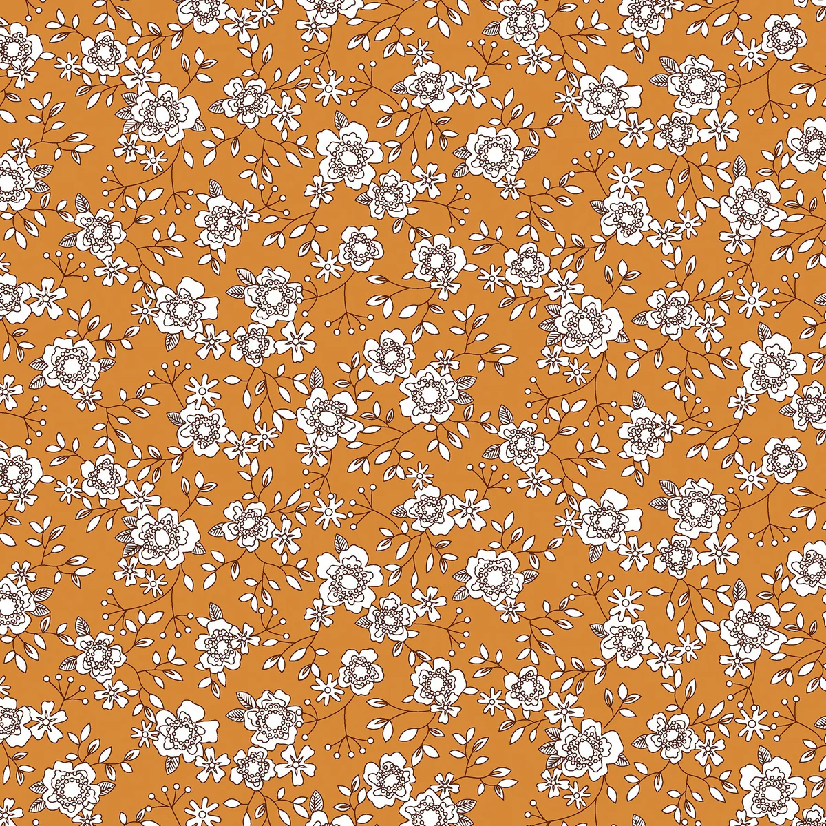 Winter Rose Pumpkin – 100% Quilting Cotton Fabric by the Yard