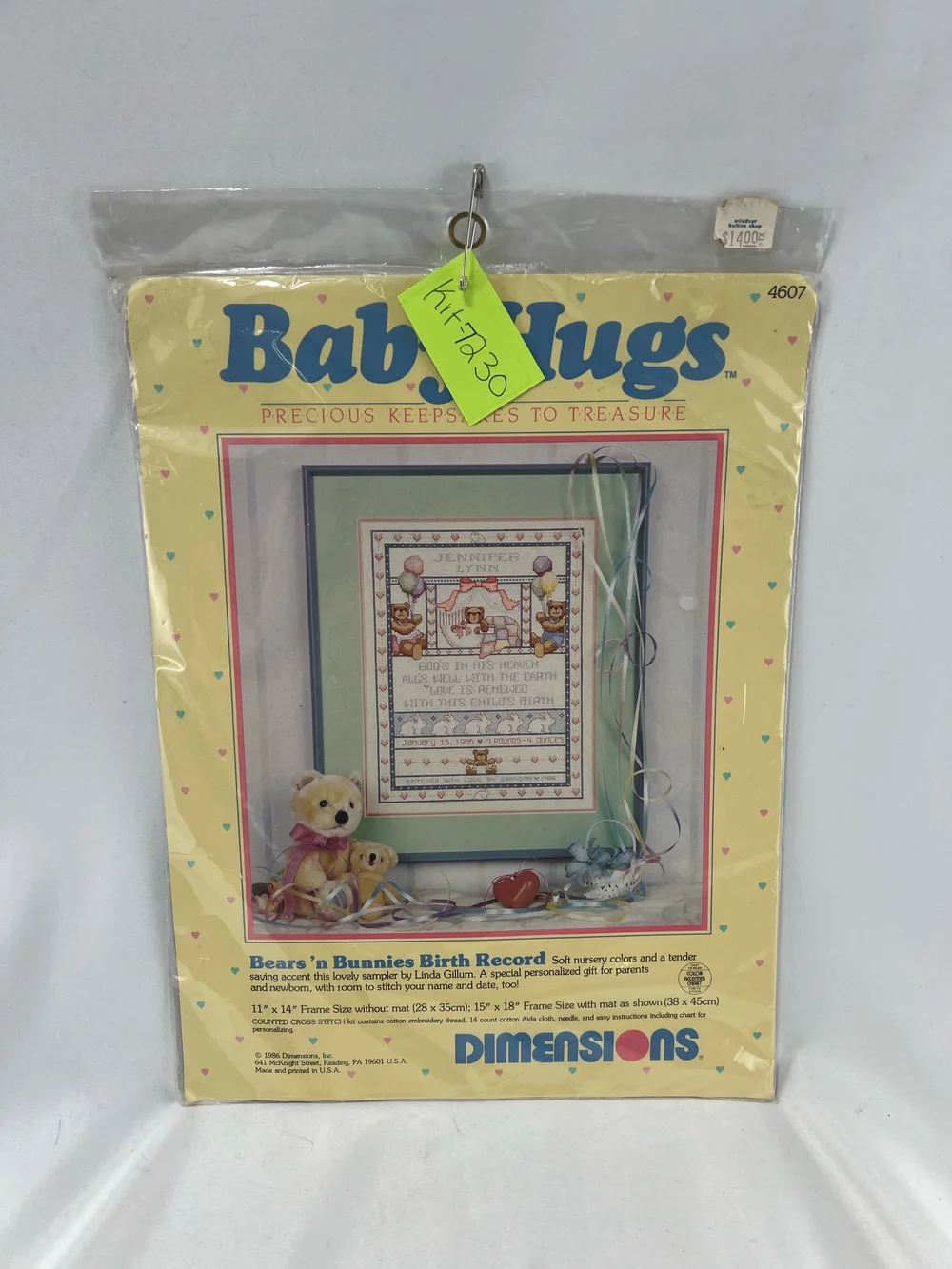 "Bears n' Bunnies Birth Record" Cross Stitch Kit