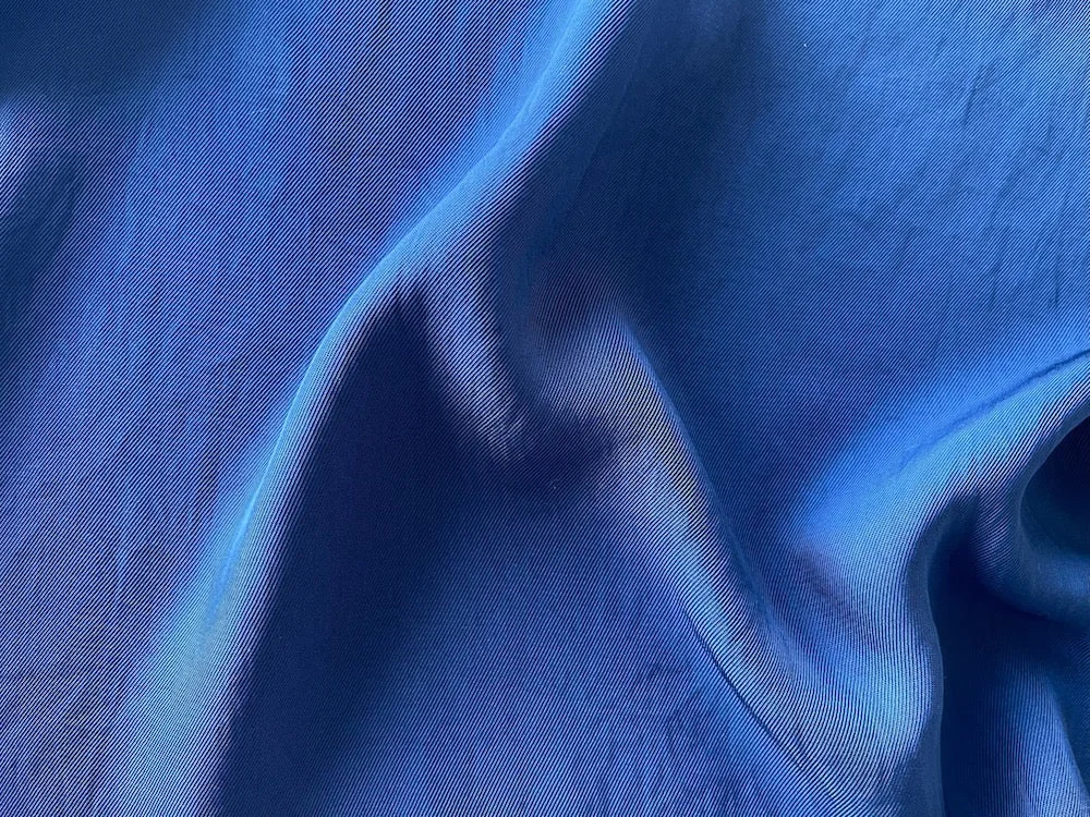 Vibrant Sailor's Blue Viscose Blend Twill(Made in Italy)