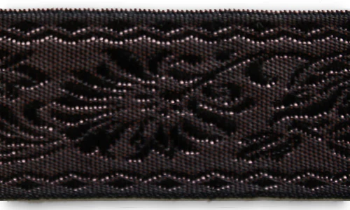 1 1/2" Floral Pink & Black Brocade Ribbon (Made in Austria)