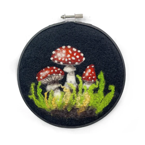 Toadstools In A Hoop Needle Felting Kit
