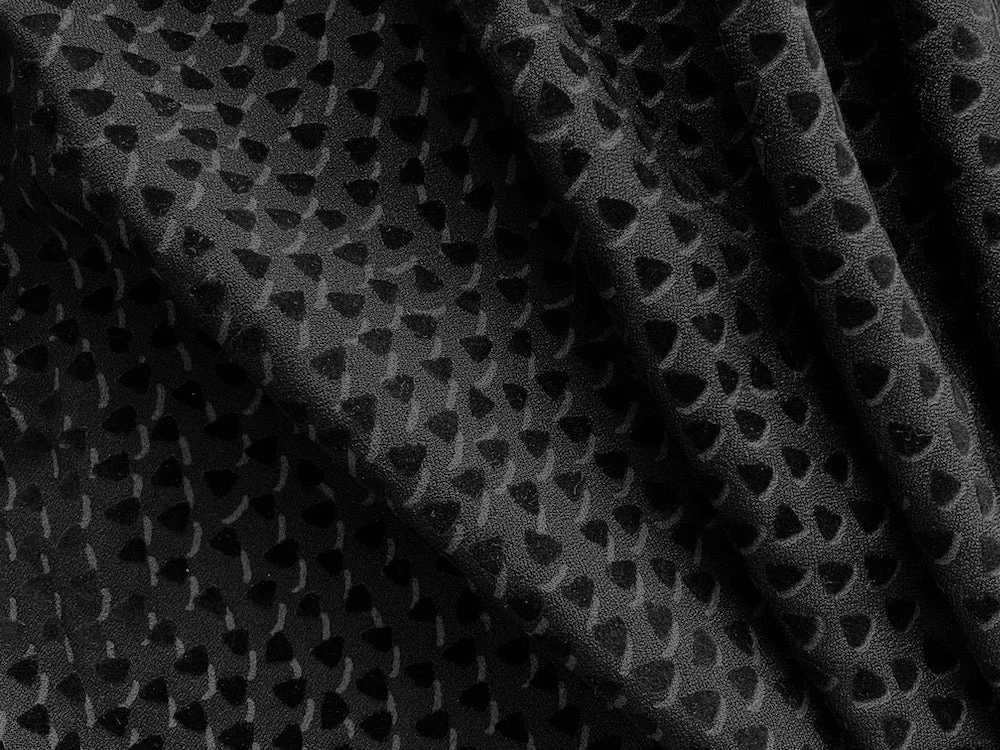 36" Panel -Couture Velvety Flocked Triangles Viscose Blend Crepe (Made in Italy)