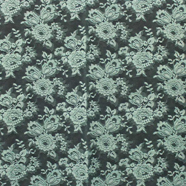 Rose Floral Chantilly Lace - Aqua