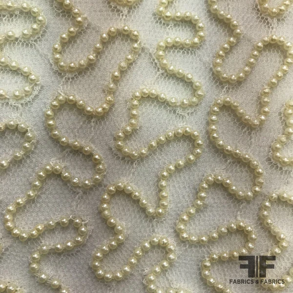 Couture Swivel Beaded Netting - Ivory