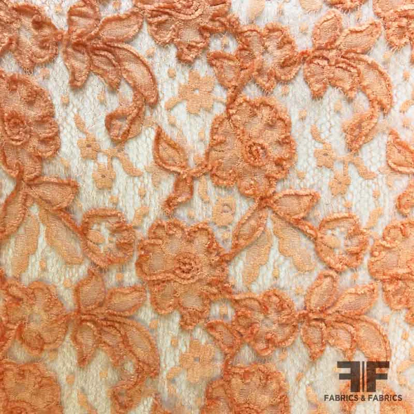 Couture Embroidered Chenille Lace - Peach