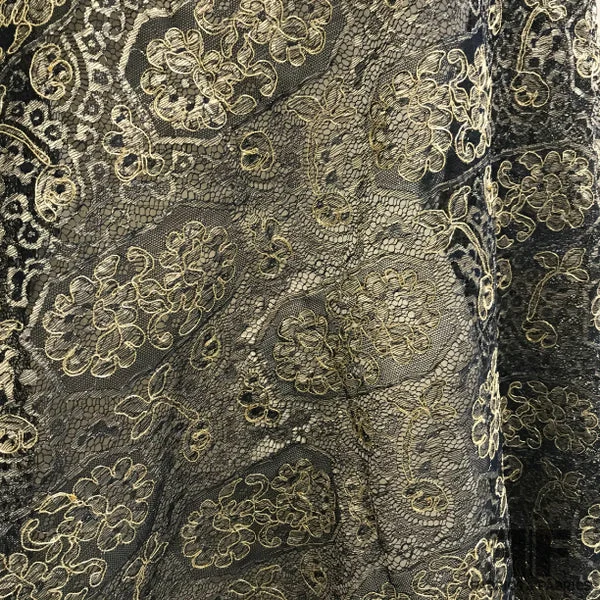 Corded Lace - Navy/Gold