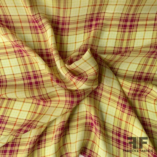 Plaid Silk Georgette - Lemongrass/Multicolor