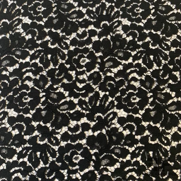 French Lightly Corded Lace - Black