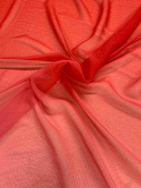 Ombré Silk Chiffon - Red / Pink