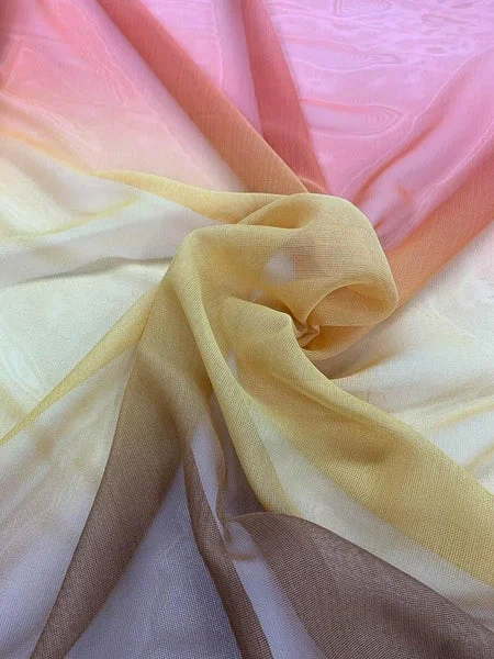 Ombré Polyester Gauze - Coffee / Tangerine / Brick / Maroon