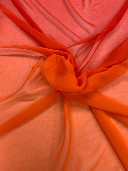 Ombré Silk Chiffon - Red / Orange