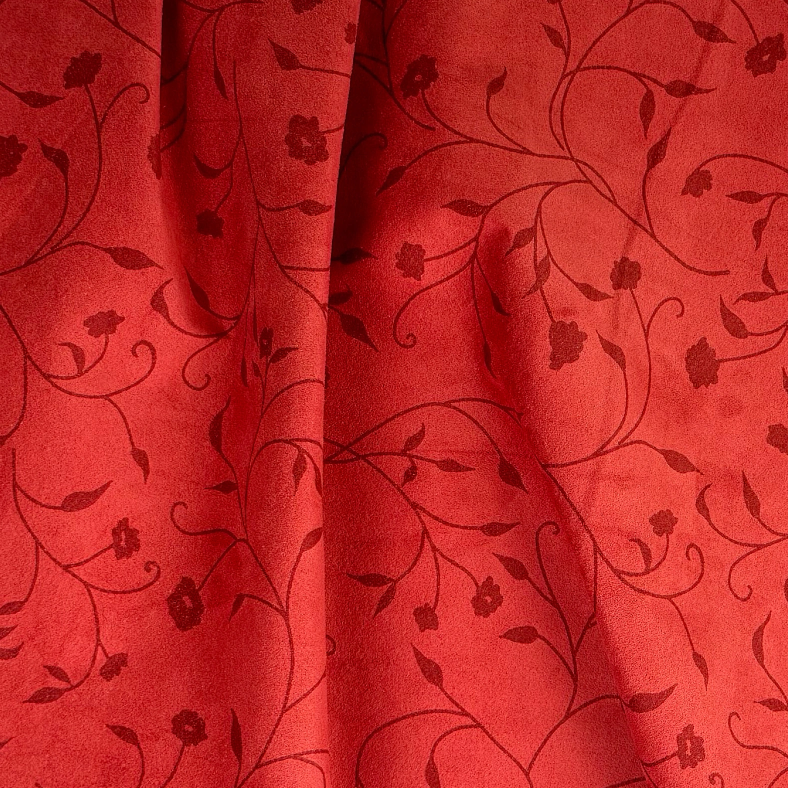 Red Floral Suede