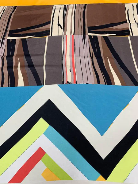 Large-Scale Modern Abstract Printed Silk Habotai Panel - Multicolor