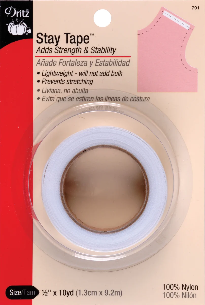 White Dritz Stay Tape -1/2in x 10yd Roll