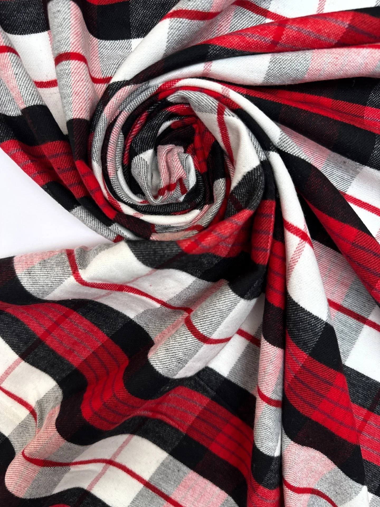 Flannel - Large Plaid - White, Black, and Red