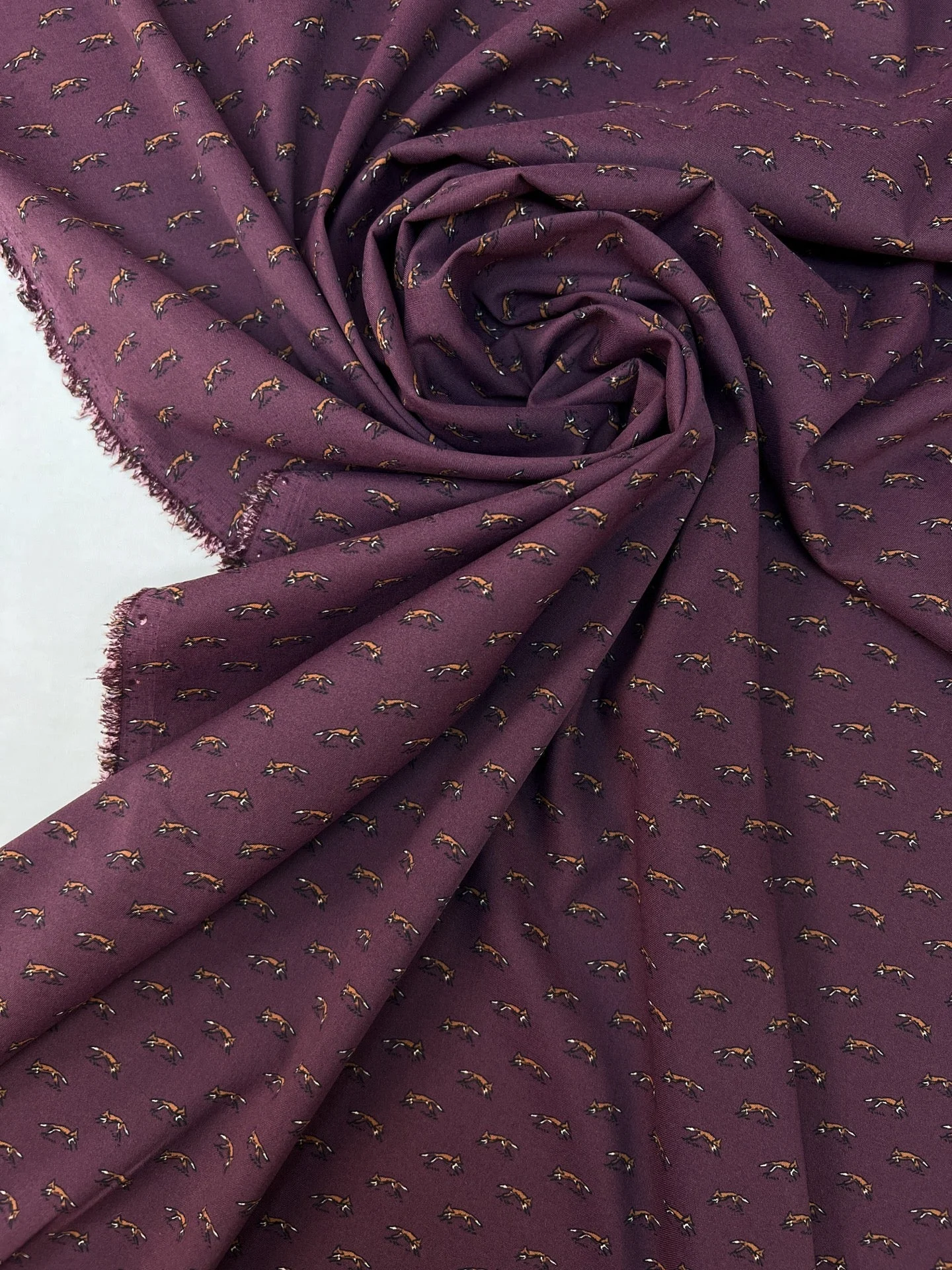 Dressweight Woven - Eggplant with Tiny Foxes