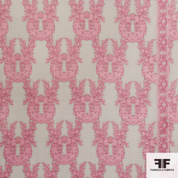Floral Printed Wool - Pink/Taupe