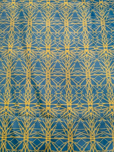 Art Deco Pattern Mini Printed Silk Twill - Blue / Chartreuse