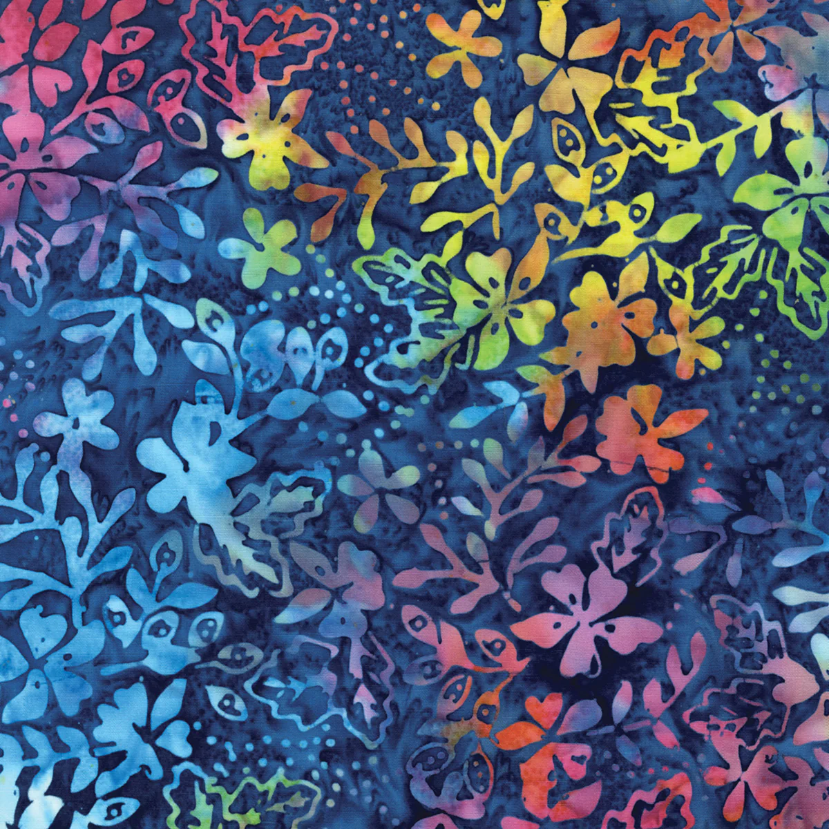 Batiks Floral Sprigs Blue/Multi – 100% Quilting Cotton Fabric by the Yard