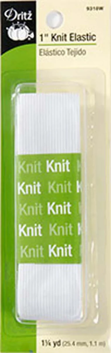 Elastic Knit- White - 1" x 1 1/4 Yard - Dritz Brand