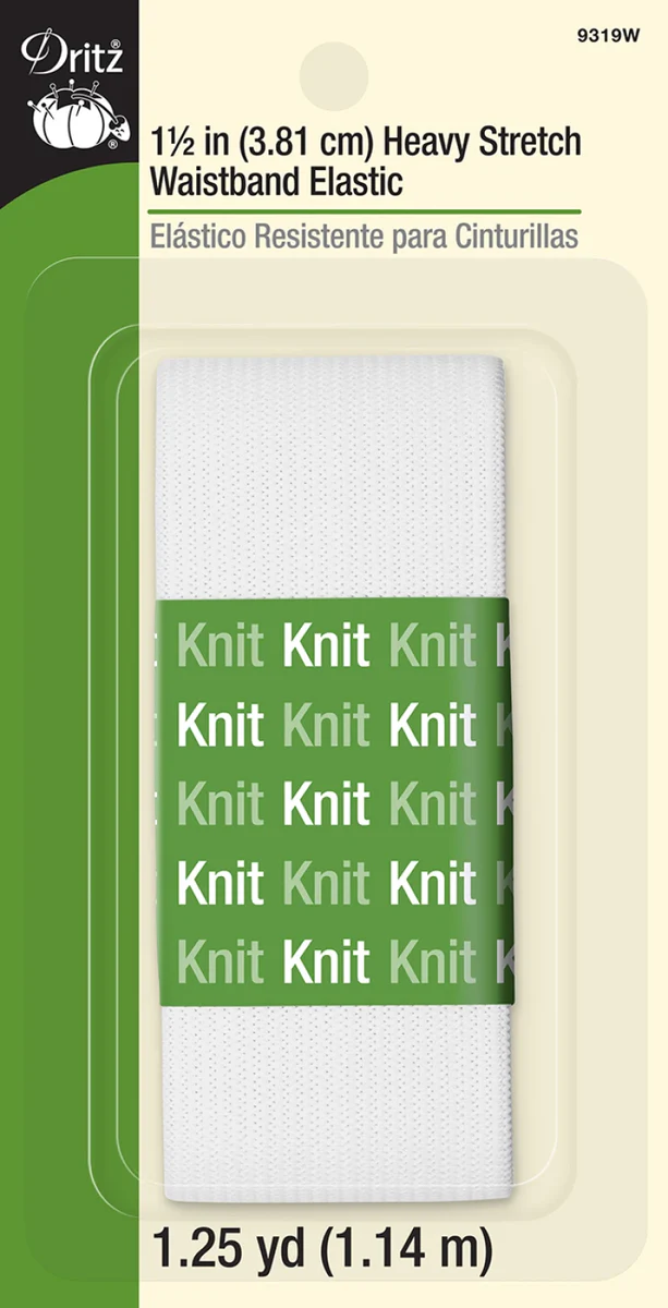 Heavy Stretch Waistband Elastic- White - 1 1/2" x 1 1/4 Yard - Dritz Brand