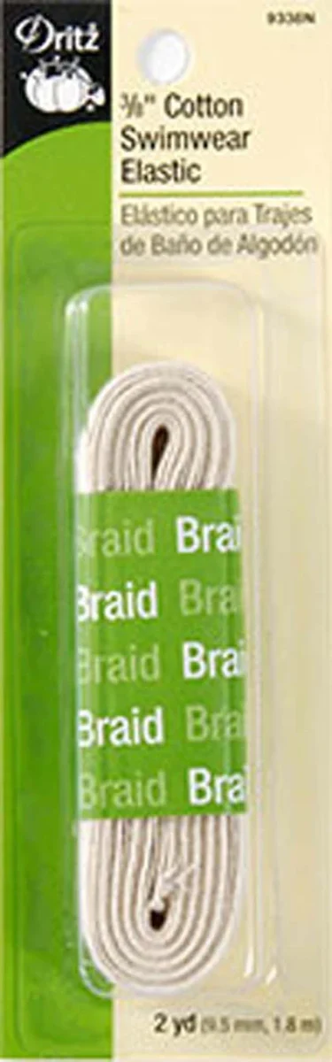 Natural Cotton Swimwear Elastic- White - 3/8" x 2 Yards - Dritz Brand