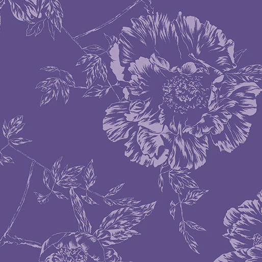 Wide Shadow Flower Purple - Quilt Back – 100% Quilting Cotton Fabric by the Yard