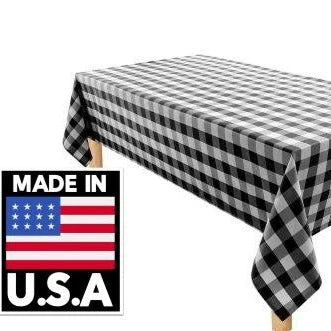 Black & White Buffalo Plaid Checkered Tablecloth 60 by 84''