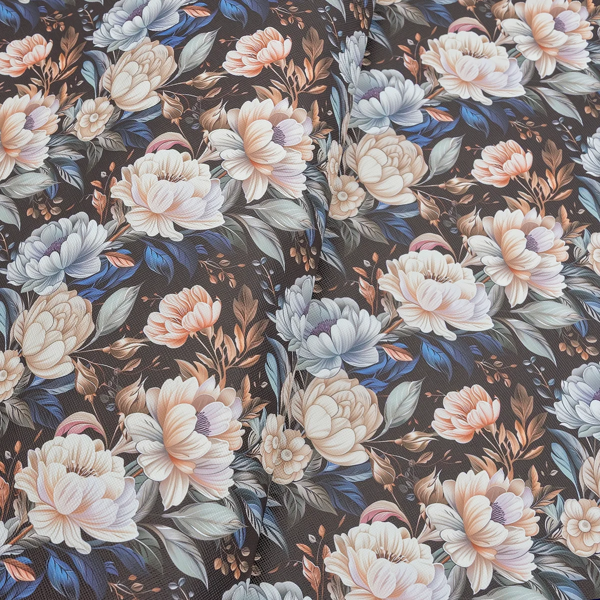 Bloom After Dark Printed Vinyl 18" x 53" Roll | Saffiano Texture