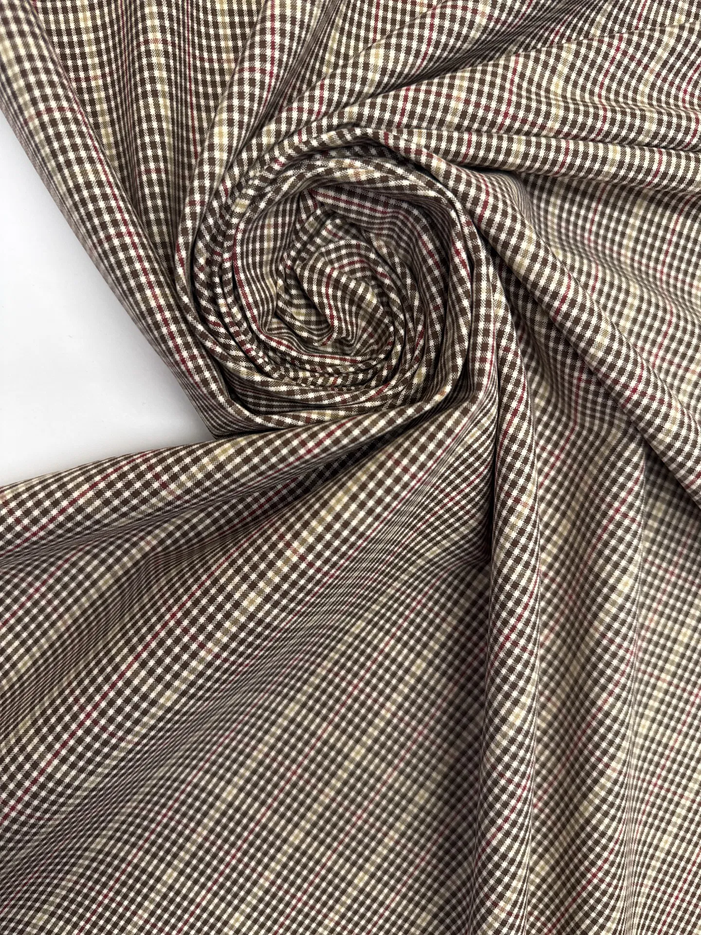 Cotton Poplin - Brown and Cream Plaid