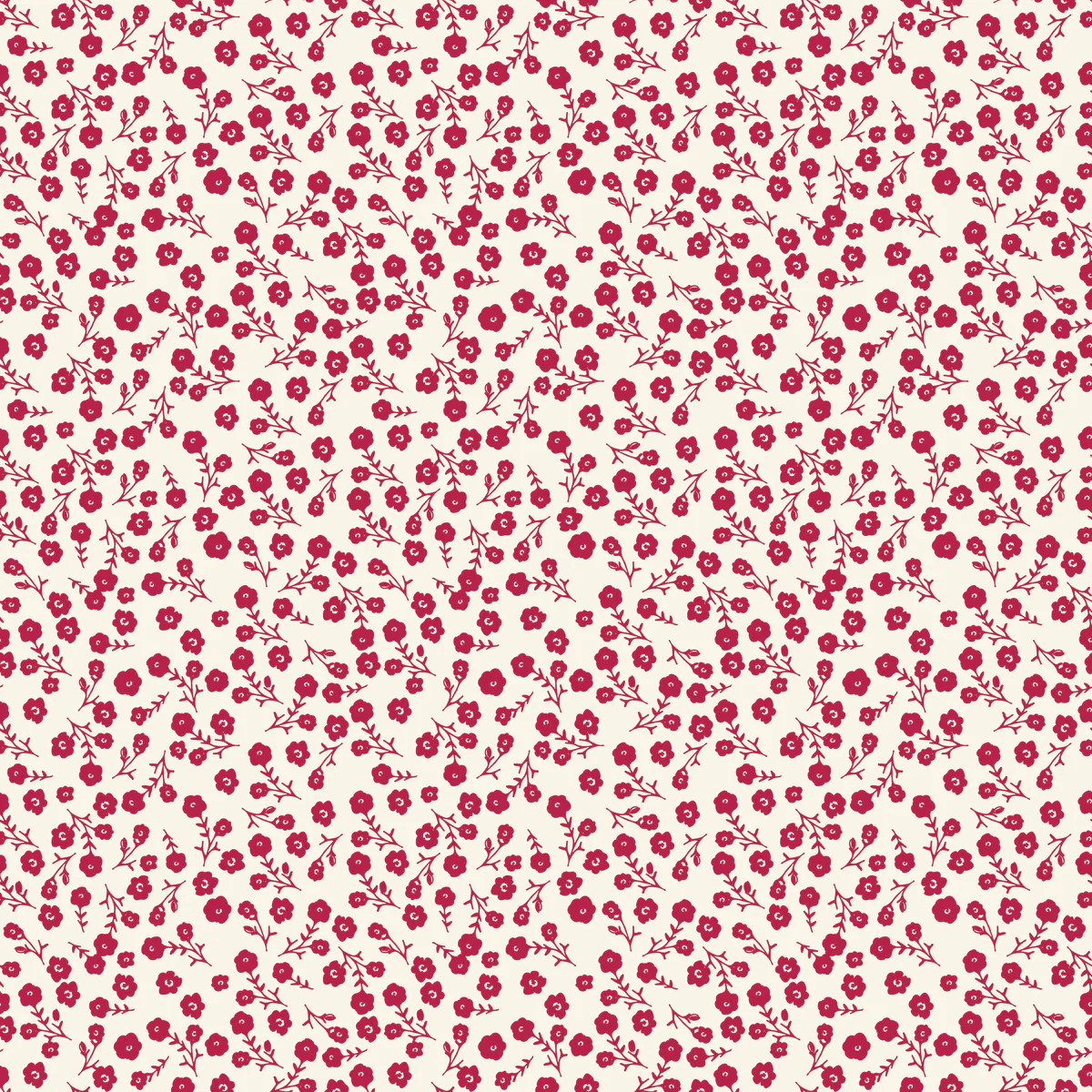 Heirloom Red Ditsy Cream – 100% Quilting Cotton Fabric by the Yard