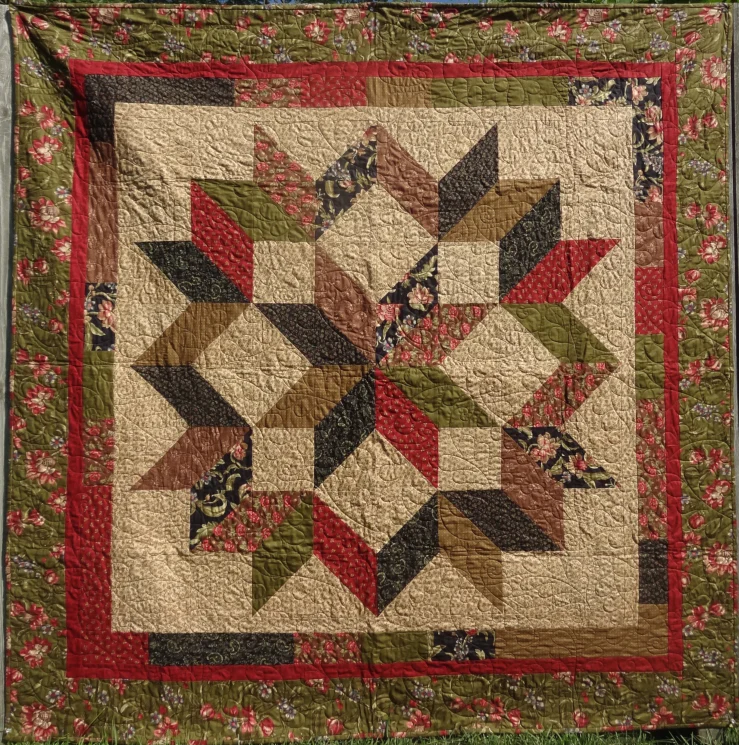 Carpenter's Star Green - Finished Quilt