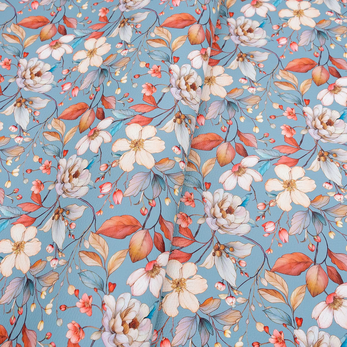 Cottage Flowers Printed Vinyl 18" x 53" Roll| Pebble Texture