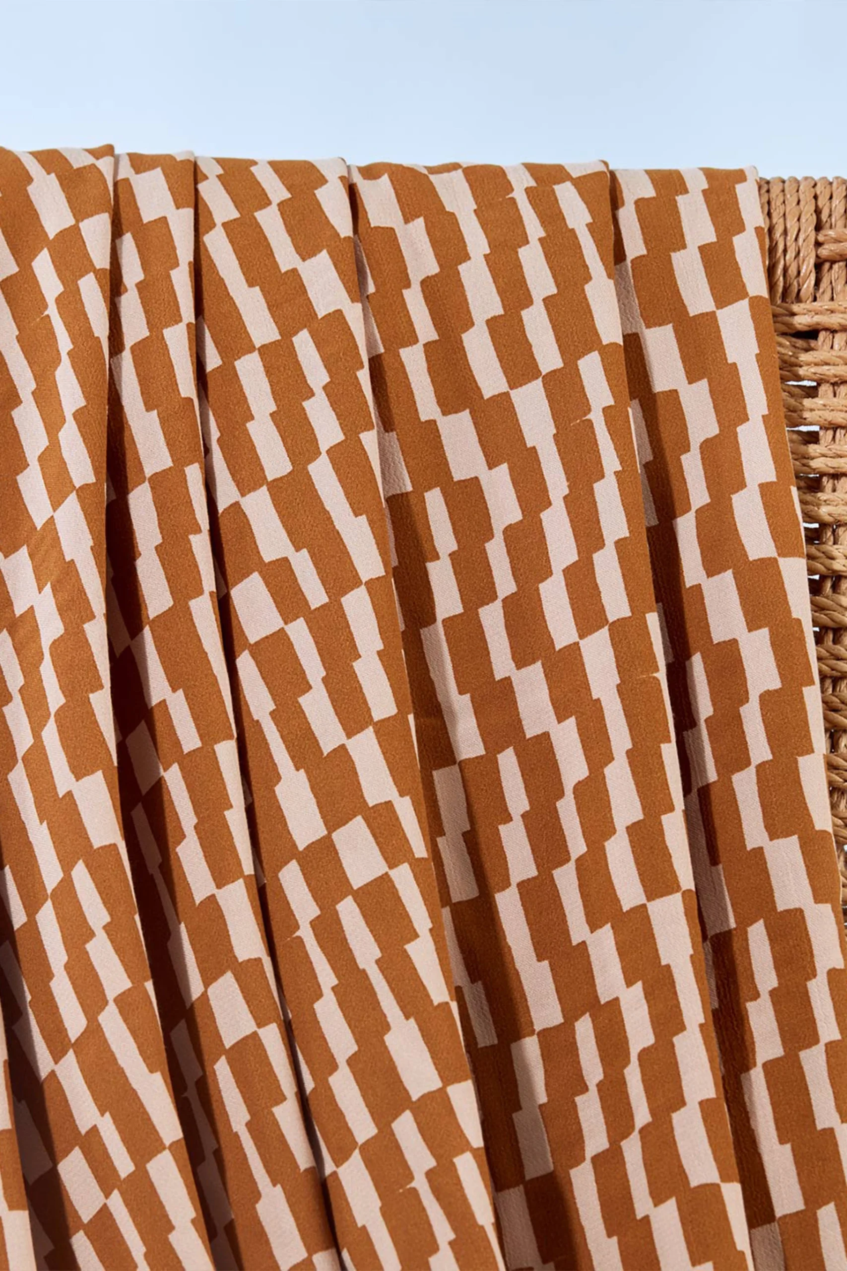 Viscose Challis - Domino Ochre with White