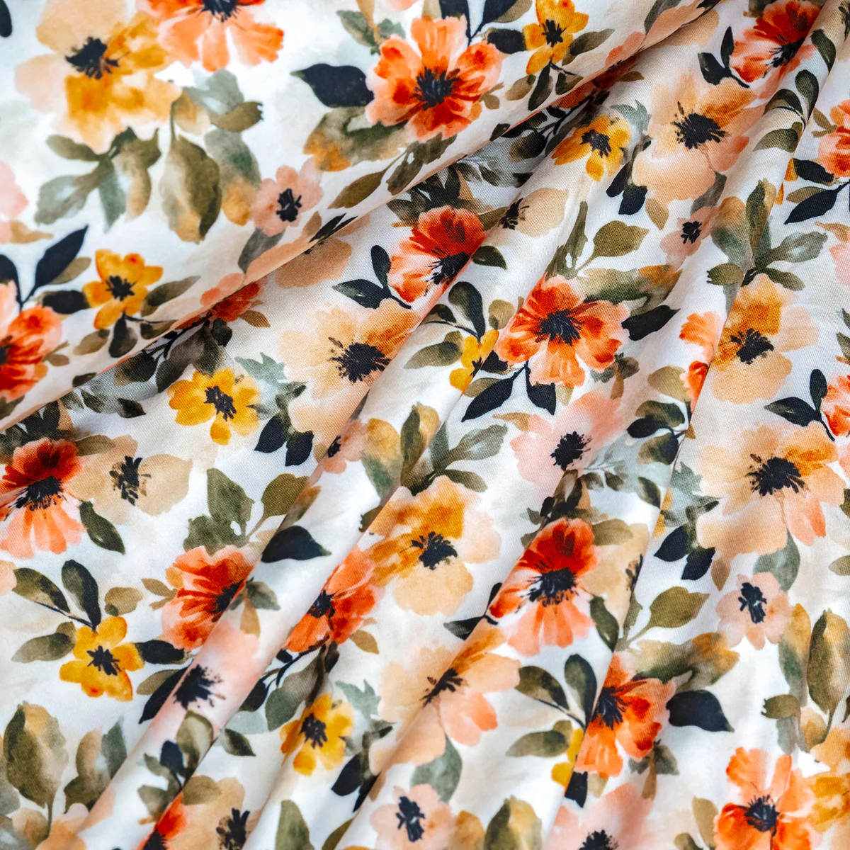 Autumn Petals Double Brushed Polyester Knit Jersey Fabric
