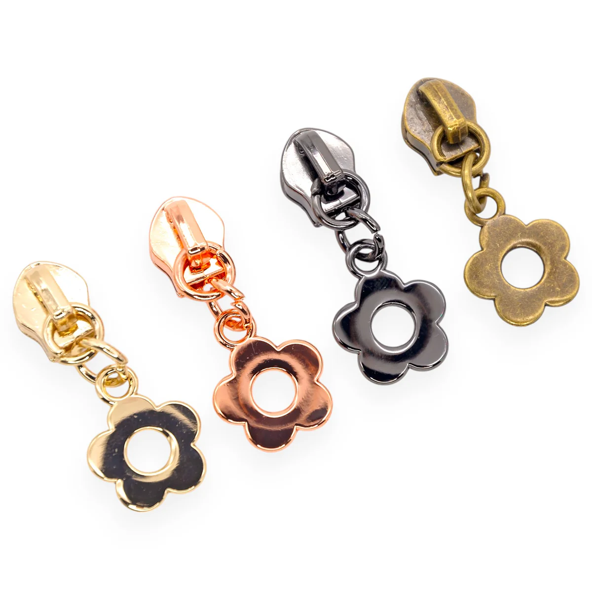 #5 Zipper Pulls - Small Flower - Set of 4