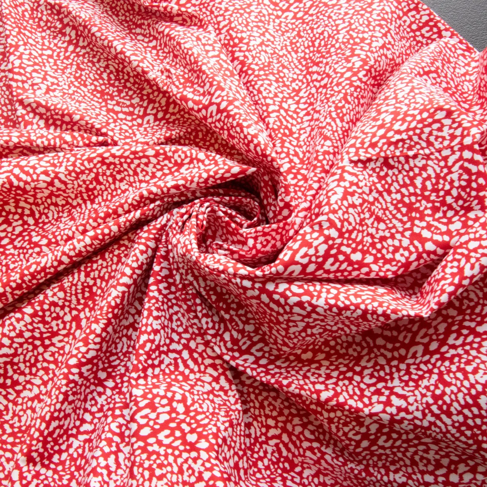 Cotton Poplin, French - " Red and White Abstract"