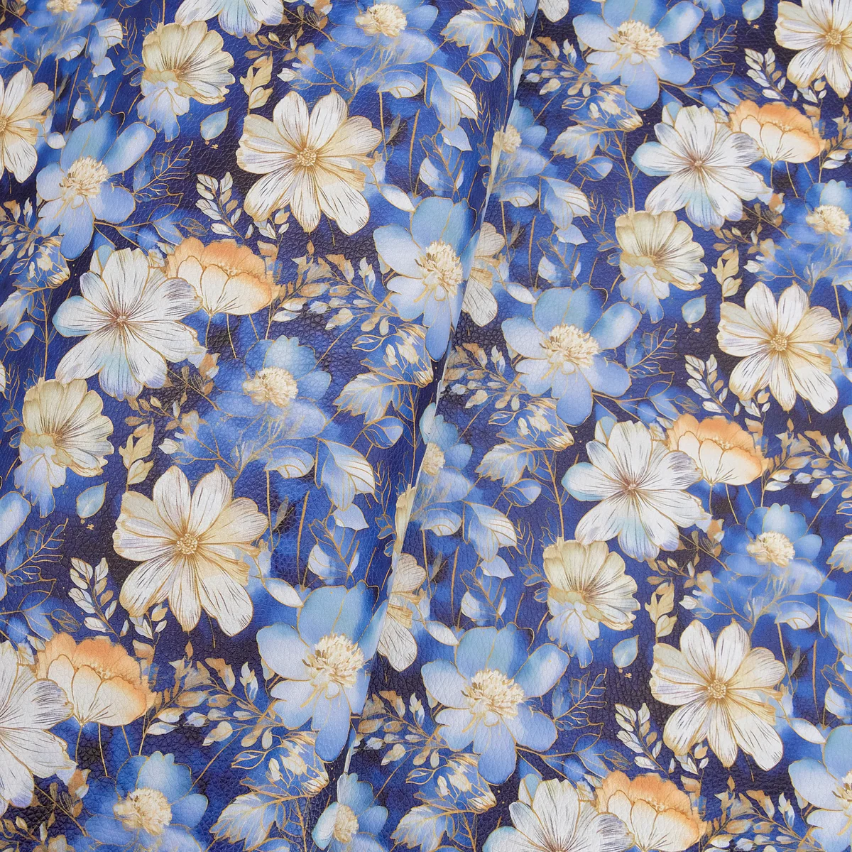 Gilded Gardens Navy Printed Vinyl 18" x 53" Roll| Pebble Texture