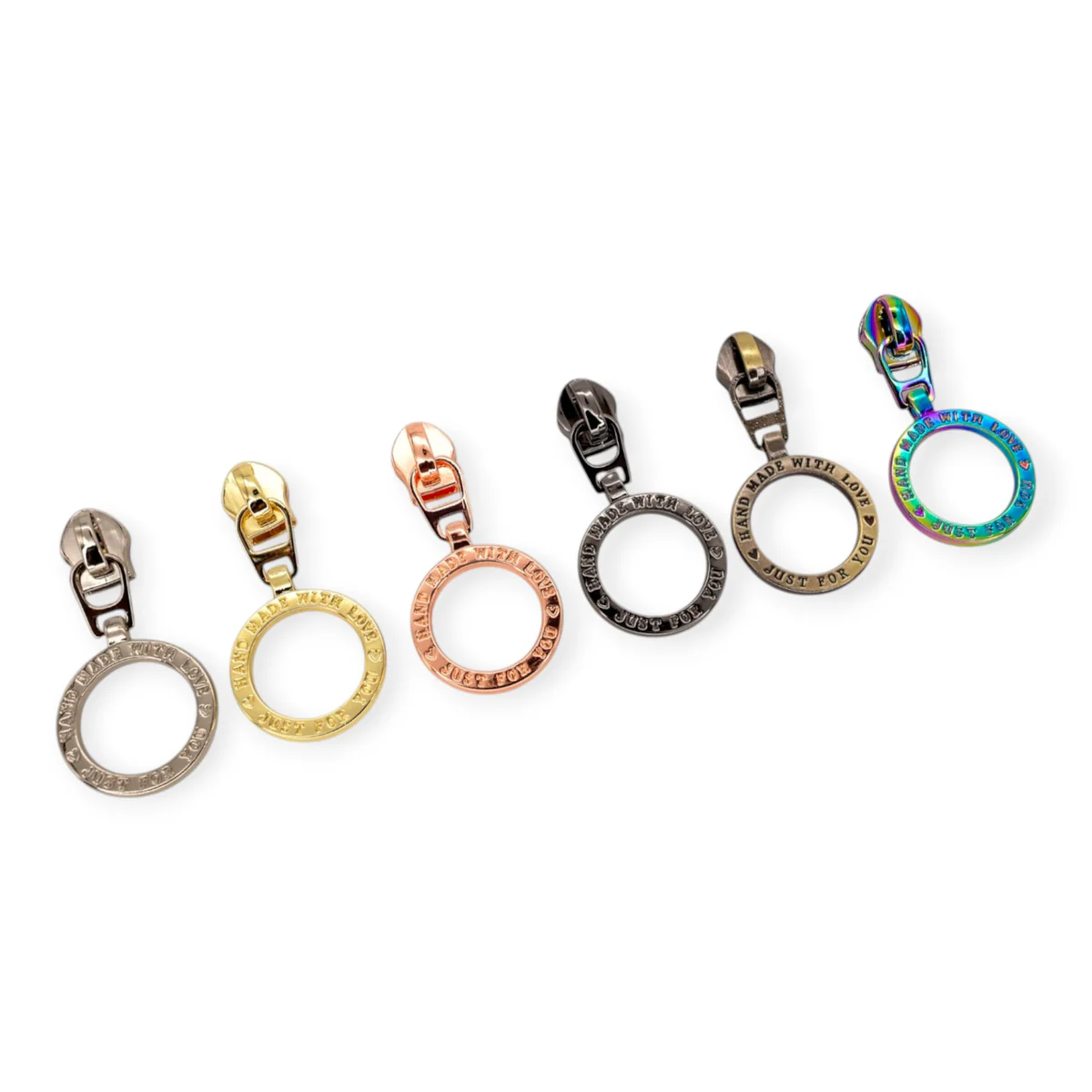 #5 Zipper Pulls - Handmade with Love Circle - Set of 4
