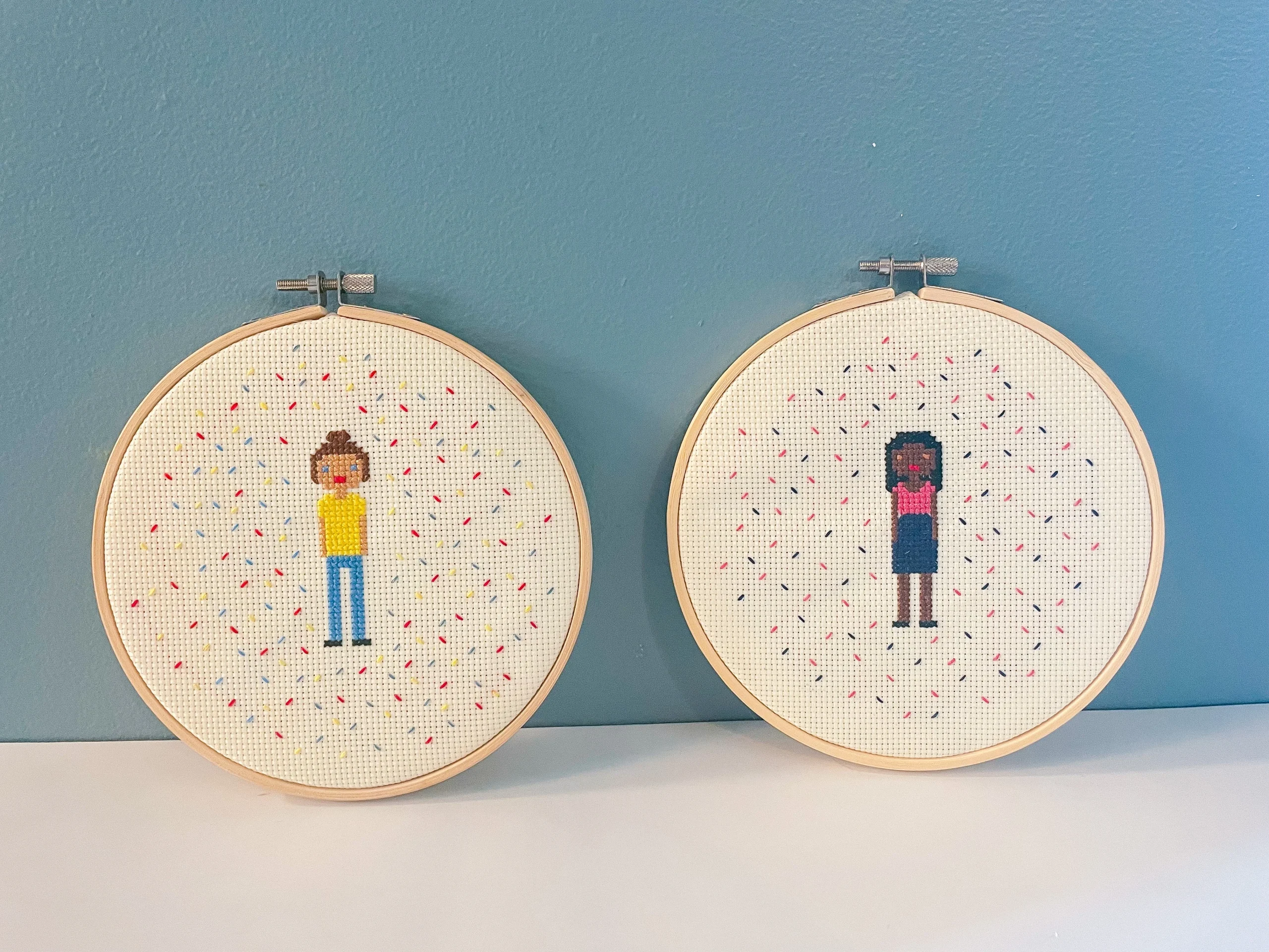 Cross Stitch Self-portrait w/ Mallory