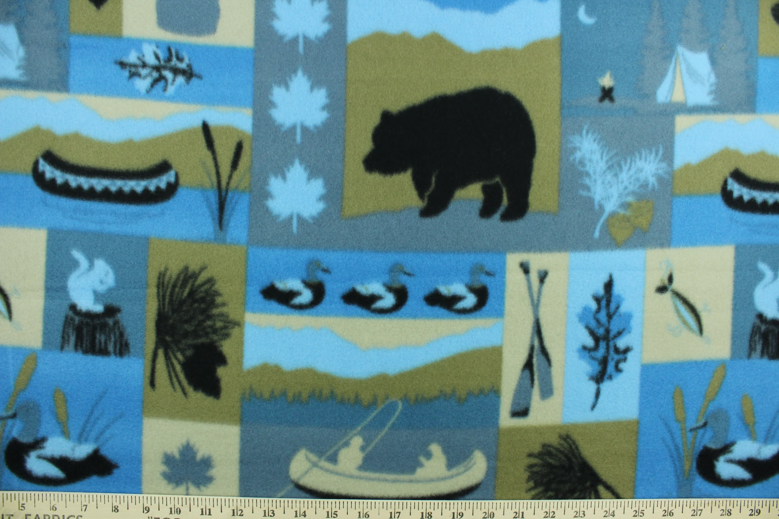 Yellowstone Printed Fleece Fabric in Blue