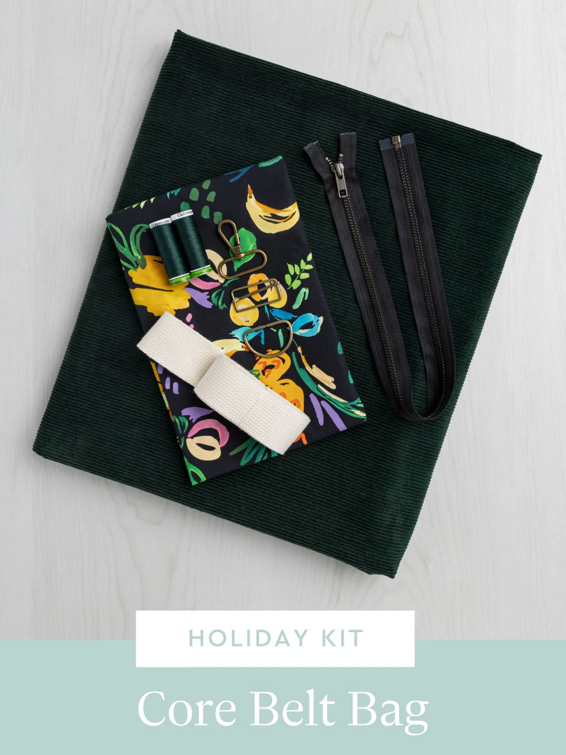 Core Belt Bag Kit |Forest Green Organic Cotton Non Stretch Corduroy