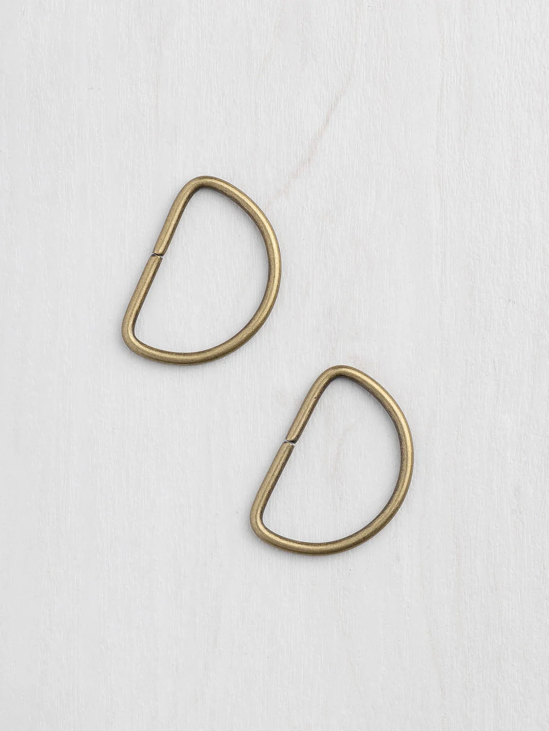 Recycled Brass D-rings (non-electroplated finish) - 2 pack