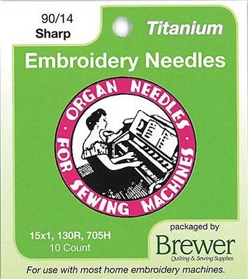 Organ Titanium Sharps Embroidery Needles size 90/14