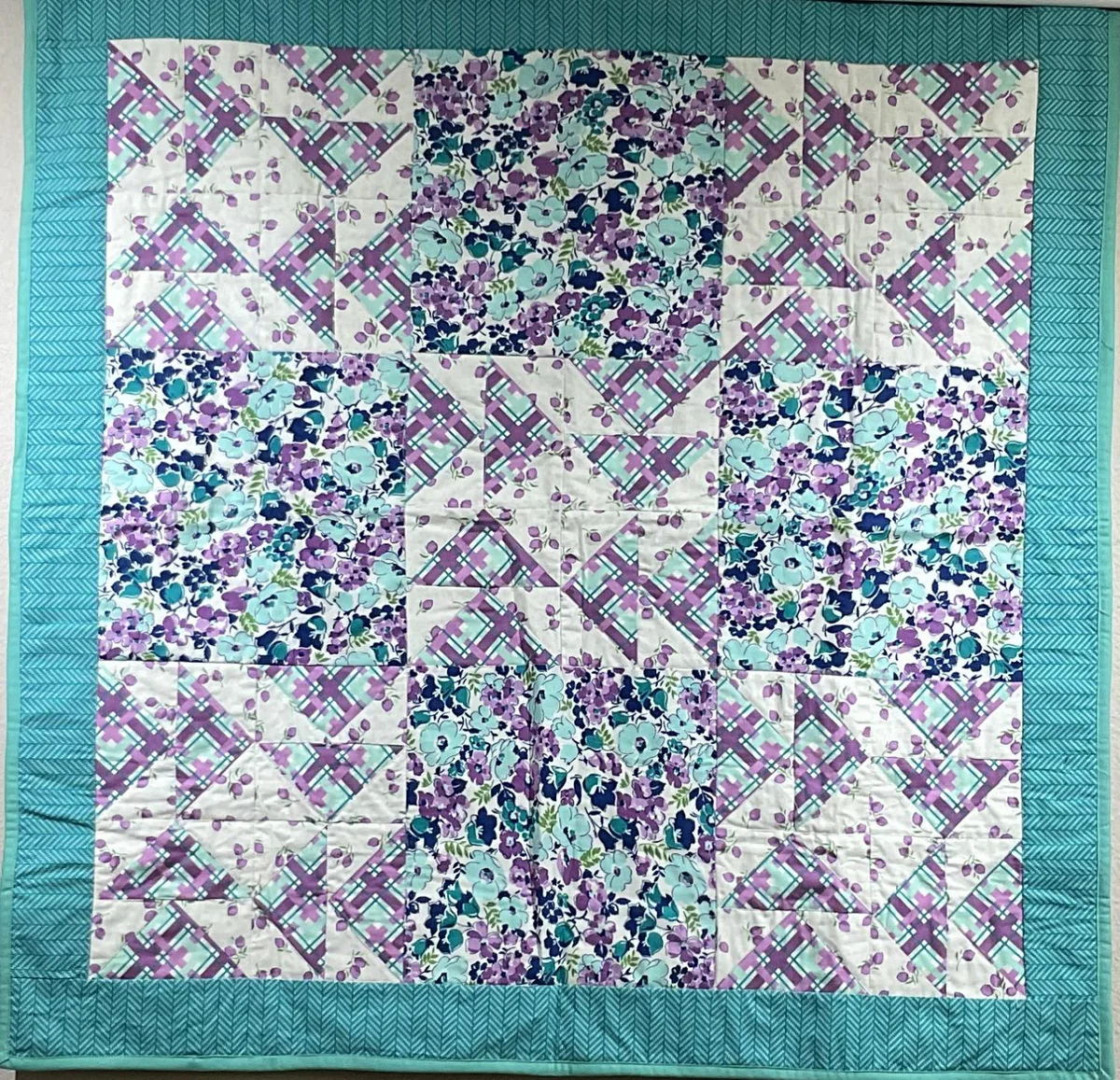 Quilt-Blue & Purple Flowers --42"x42"